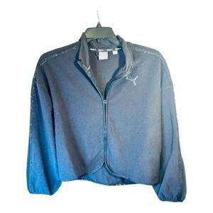 Puma Train black fleece cropped blazer sweater style Jacket